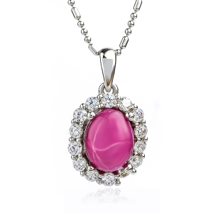 Collar de Rubí Estrella Rojo Con Plata