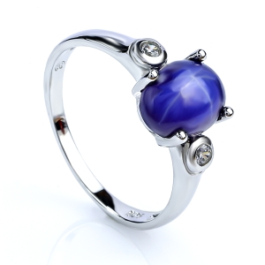 Zafiro de Estrella Anillo de Plata