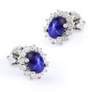 Aretes de Zafiro Estrella Con Plata de Ley 12 mm x 10 mm
