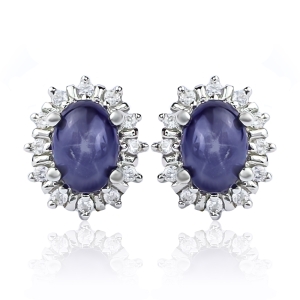 Aretes de Zafiro Estrella Con Plata de Ley 12 mm x 10 mm