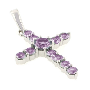 Precioso Dije de Cruz con Alejandrita en Plata .925