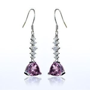 Aretes de Alejandrita ( Rosa/Morado ) en Plata de Ley .925
