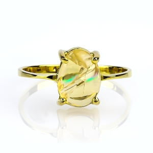 Anillo de Opalo Corte Natural Mexicano 14K Oro Amarillo