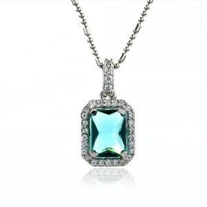 Dije de Paraiba Corte Esmeralda en Plata .925