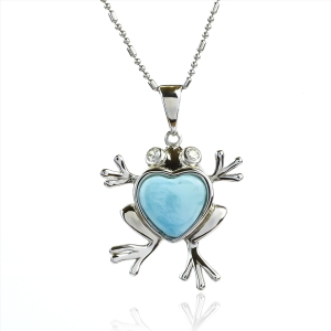 Dije de Rana Larimar Genuina Con Plata de Ley