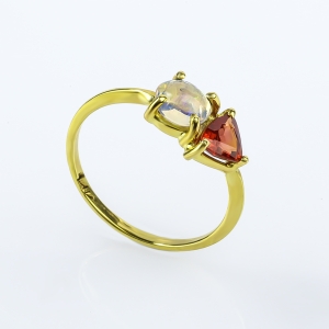 Anillo de Opalo de Fuego Mexicano Zafiro 14K Oro Amarillo