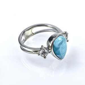 Anillo de Larimar Natural con Plata de Ley