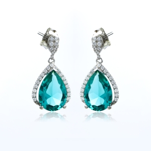 Aretes de Paraiba Corte Pera en Plata .925