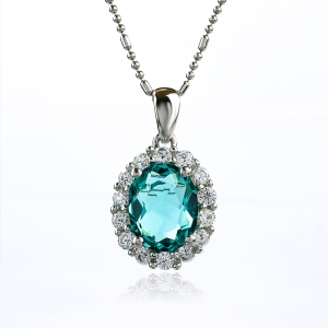 Dije de Plata Fina y Paraiba en Corte de Óvalo