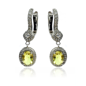 Hermoso Juego de Dije y Aretes de Plata .925 con Alejandrita Amarilla