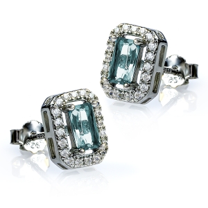 Turmalina Aretes de Plata 10 mm x 8 mm