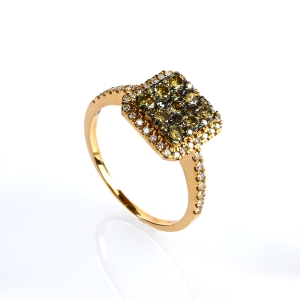 0.88 Ctw Anillo de Oro Amarillo de 14K con Diamante Chocolate
