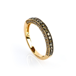 Anillo de Oro Amarillo de 14K con Diamante Chocolate