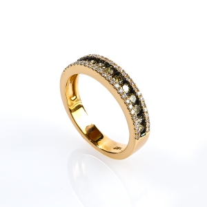 0.76 Ctw Anillo de Oro Amarillo de 14K con Diamante Chocolate