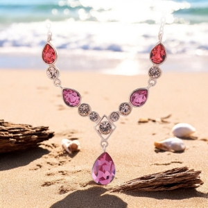 Hermoso Collar de Cristales Swarovski color Rosa