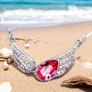 Collar Con Rodio Swarovski En Forma de Alas