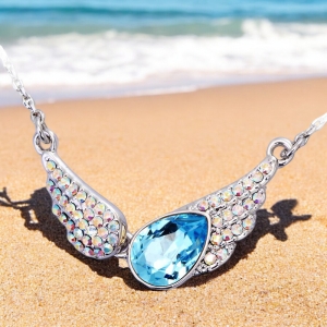 Collar de Alas Swarovski con Rodio Color Azul