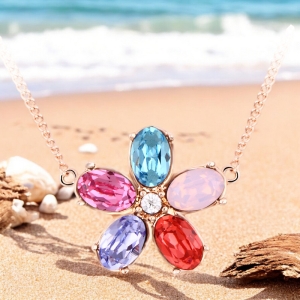 Hermoso Collar Swarovski de Flor de Colores