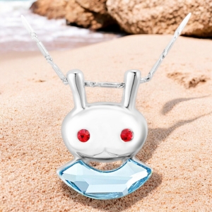 Bonito Collar de Conejito de Cristal color Azul