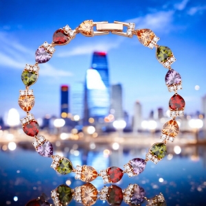 Pulsera de Corazones Con Cristales de Colores de Swarovski