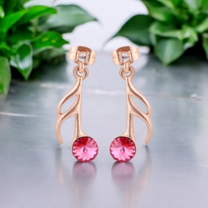 Aretes con Cristal Swarovski y Baño de Oro 18K