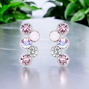 Aretes de Swarovski en Forma de círculos tonos rosas