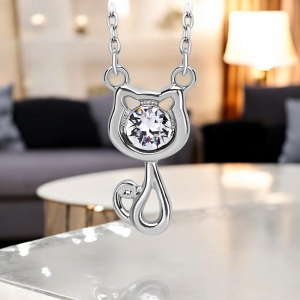 Collar de Gato Color Blanco de Cristal Swarovski