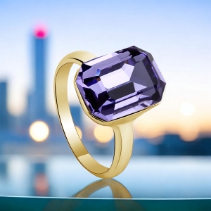 Anillo de Cristal Swarovski Color Amatista