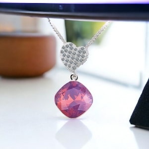 Collar de Plata 925 Con Color de Amatista Opalo Swarovski