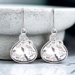 Aretes de Plata 925 Con Swarovski Blanco