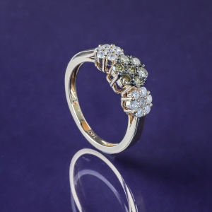 0.75 Ctw Anillo de Flor Oro Amarillo de 14K con Diamante Chocolate