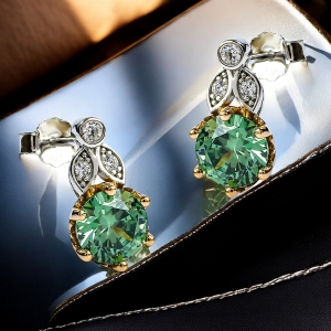 Juego de Alejandrita Con Plata Arete y Dije Set