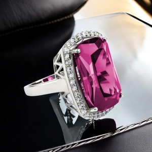 Anillo Grande de Alejandrita de Plata .925