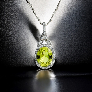 Juego de Dije y Aretes de Plata .925 con Alejandrita Amarilla