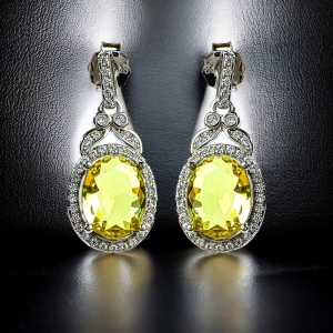 Juego de Dije y Aretes de Plata .925 con Alejandrita Amarilla