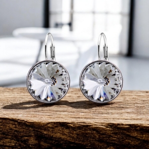 Aretes Circulares de Swarovski Blanco