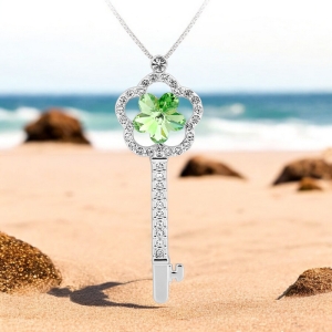 Collar de Llave en Forma de Flor Cristal Swarovski Verde