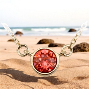 Collar Swarovski Cristal Rojo con Baño de Oro