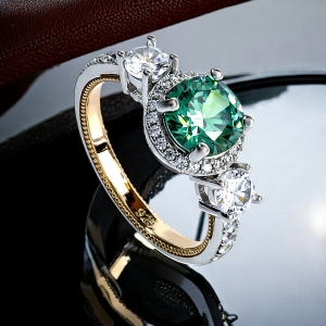 6 mm Anillo de Alejandrita Cambia de Color Con Baño de Oro