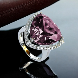 Anillo de Alejandrita Corte Trillion Azul / Purpura To Pink 18 mm