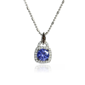 Juego de Pendiente y Aretes de Diamantes de Chocolate con Tanzanita y Plata