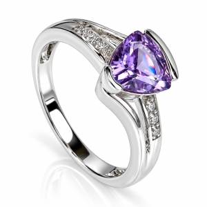 Anillo de Plata .925 Compromiso 8 mm x 7 mm Alejandrita