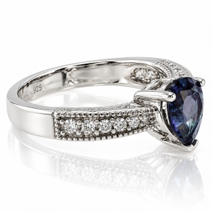 Anillo Alejandrita Con Piedra Talla Pera