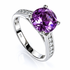 Anillo Solitario de Plata Fina .925 con Alejandrita