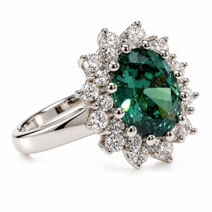 Anillo de Alejandrita Azul a Verde en Plata .925