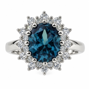 Anillo de Alejandrita Azul a Verde en Plata .925