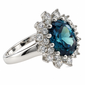 Anillo de Alejandrita Azul a Verde en Plata .925