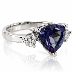 Anillo de Alejandrita Bicolor en Plata 925 ( Azul/Morado )
