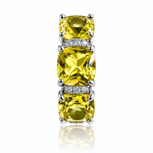 Anillo de Alejandrita Corte Trillion Yellow to Peach 8 mm