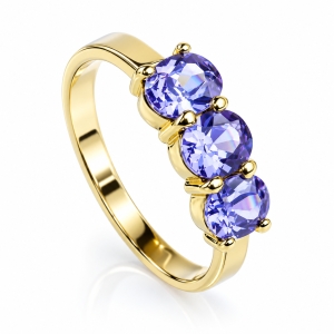 Anillo de Oro 10K Amarillo Con Tanzanita Natural